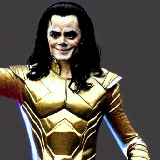 Image similar to marvel's loki played by michael jackson