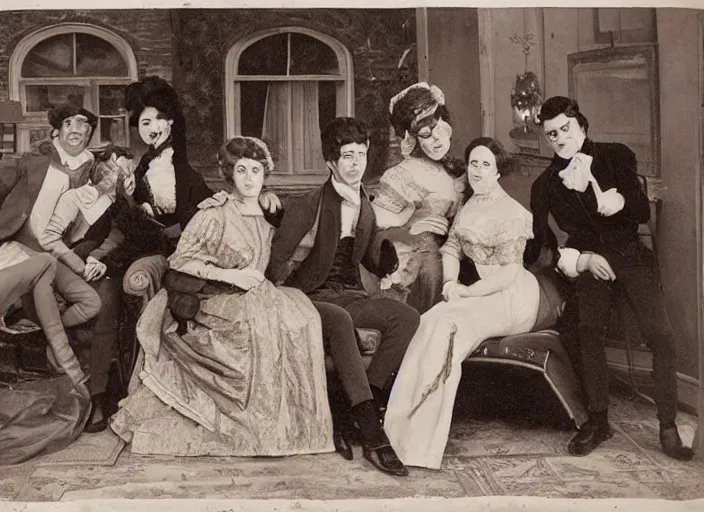 Image similar to a daguerrotype of friends sitcom in 1 8 0 0 s, vintage