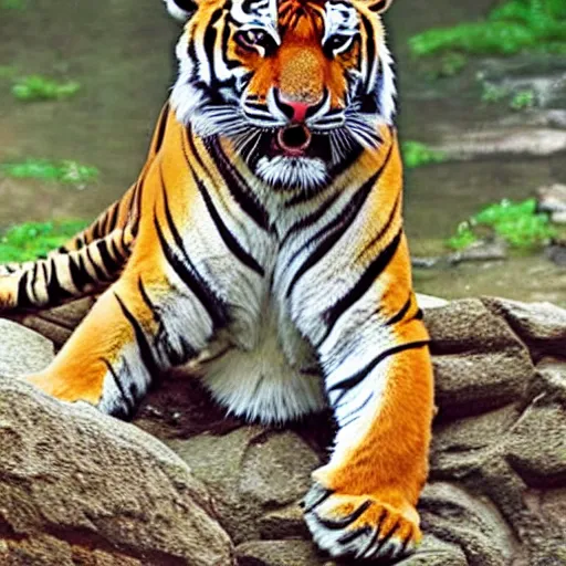 Image similar to A tiger showing off his muscles