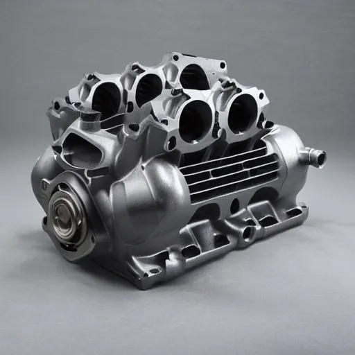 Prompt: cast aluminum inline 4 engine block turbo charged L3-VDT 2.3 MZR