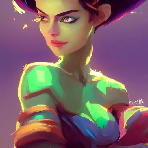 Prompt: beautiful woman with short green hair, portrait, maya ali mage, gloomhaven, dynamic lighting, gaudy colors, octane render aesthetic, matte painting concept art, official fanart behance hd artstation by jesper ejsing, by rhads and makoto shinkai and lois van baarle and ilya kuvshinov and rossdraws