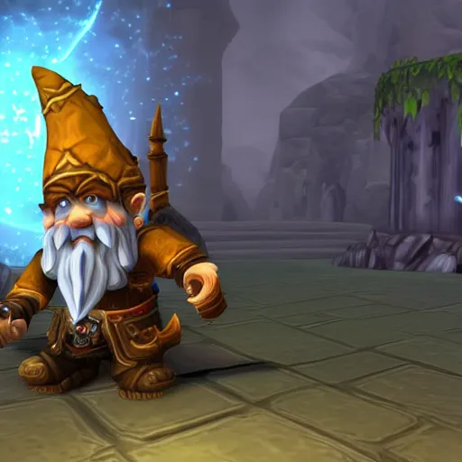 Image similar to World of Warcraft screenshot of a gnome typeing on a computer, gnome hacker, matrix code