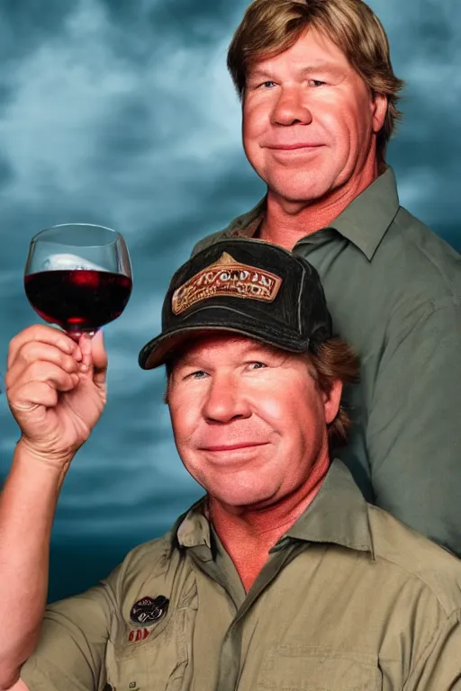 Prompt: 📷 portrait of steve irwin the wine 🍷, made of drink, still image, dynamic lighting, 4 k