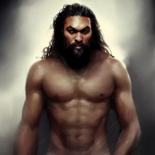 Image similar to “ portrait of jason momoa by greg rutkowski, young, attractive, highly detailed portrait, scifi, digital painting, artstation, concept art, smooth, sharp foccus ilustration, artstation hq ”