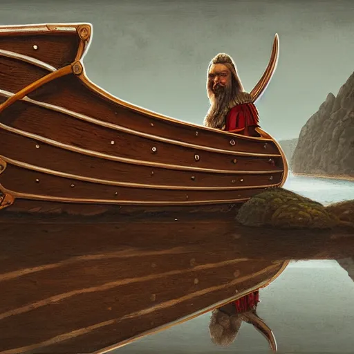 Image similar to a portrait painting of a viking ship, digital painting, hyper realistic, nordic mythology, full of details, in the style of simon stalenhag,