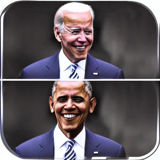 Image similar to joe biden looking in the mirror and seeing barack obama as his reflection, award winning photograph