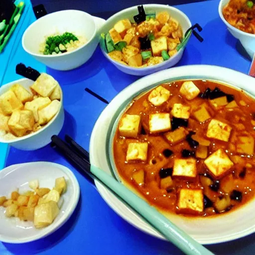 Prompt: mapo tofu cartoon, anime food, hq!!! studio ghibli food!!!