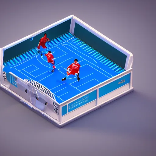 Image similar to 3d digital soccer themed game lootbox, isometric, octane, cinema 4d, vray