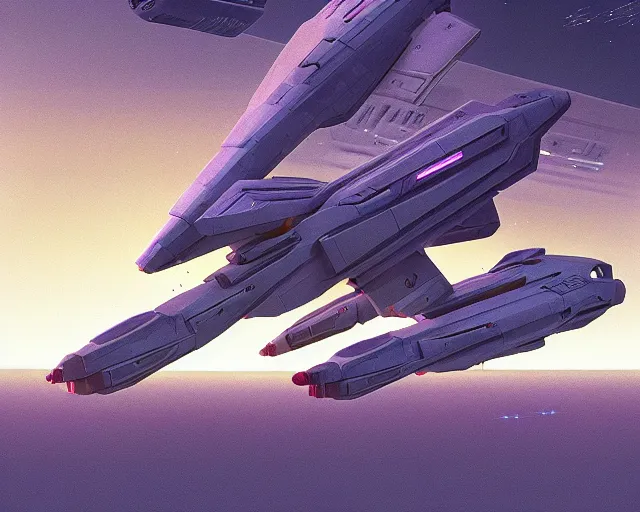 Image similar to spaceship battle by ralph mcquarrie and beeple, trending on artstation