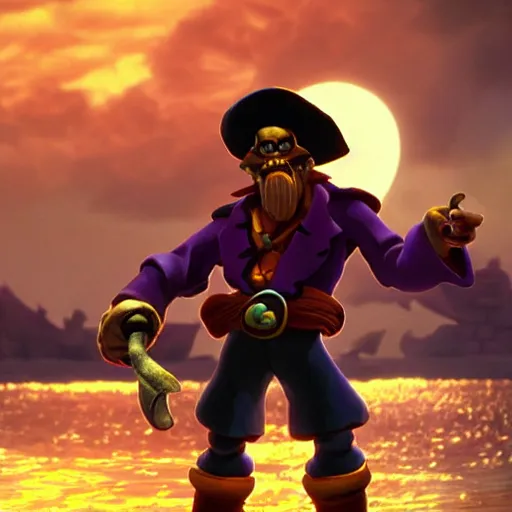 Prompt: stunning awe inspiring the ghost pirate lechuck from the secret of monkey island, movie still 8 k hdr atmospheric lighting