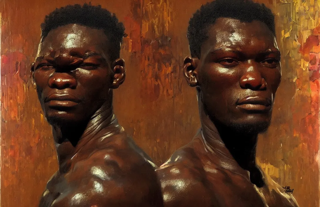 Image similar to portrait of israel adesanya!!!!!!!!!!!!!!!!!!!!!!!!!!!, detailed face, detailed painting, epic lighting, by ilya repin, phil hale and kent williams