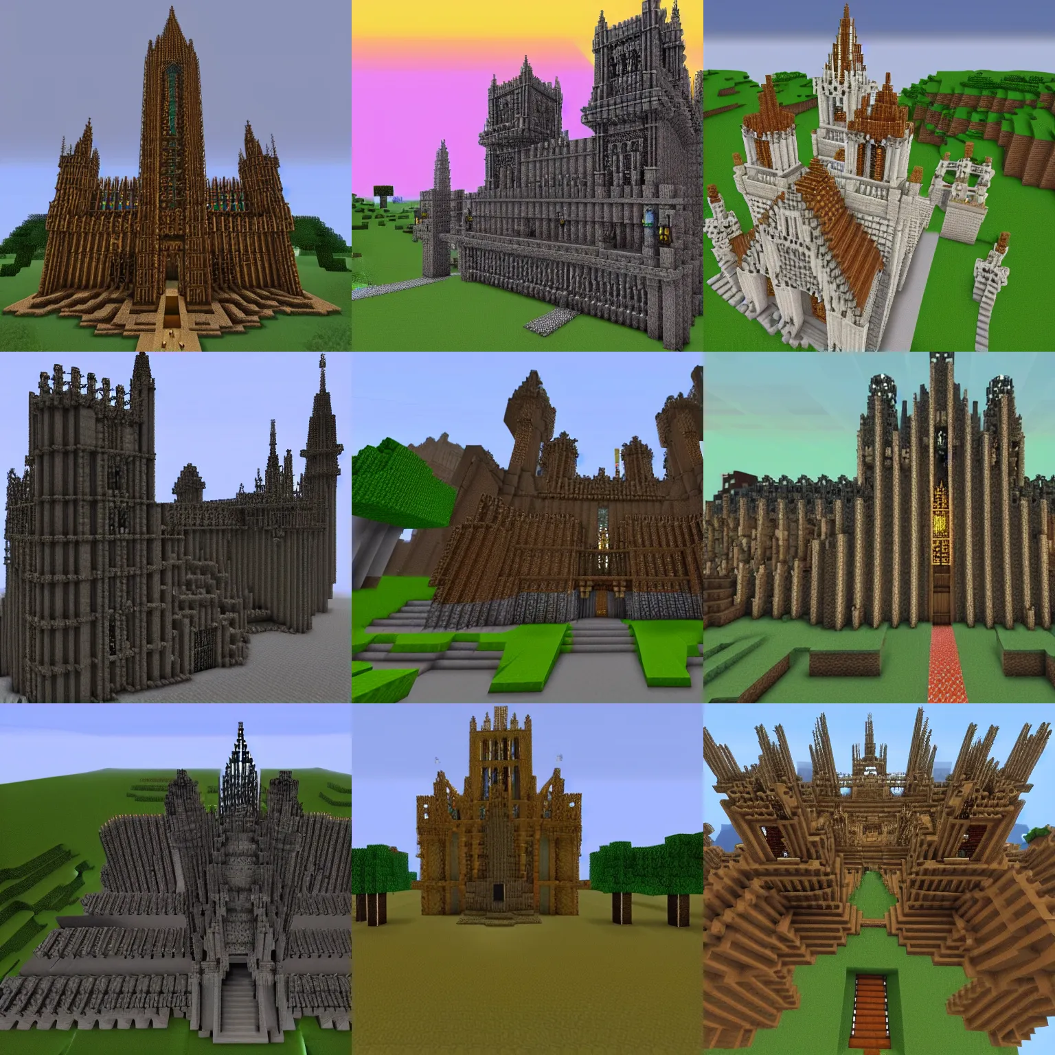 Prompt: minecraft huge gothic castle cathedral