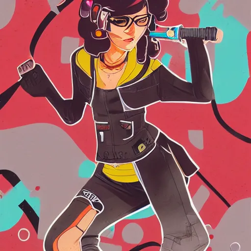 Image similar to Jet Grind Radio Painting by Sachin Teng, asymmetrical, Organic Painting , Hard Light and long shadows, Matte Painting, geometric shapes, hard edges, graffiti, street art, 300 dpi :2 by Sachin Teng:4