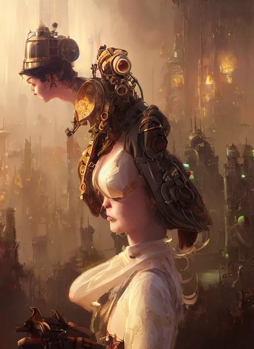 Image similar to highly detailed portrait fantastic steampunk emma stone stephen bliss unreal engine fantasy art by greg rutkowski loish rhads ferdinand