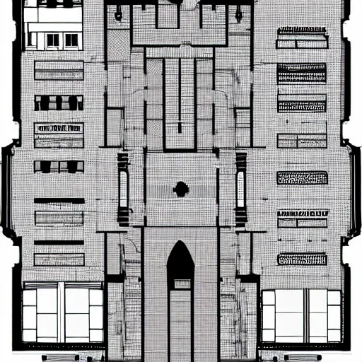 Prompt: floor plan, gothic castle, architecture