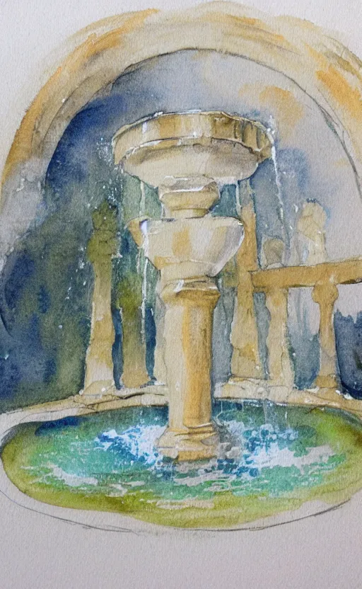 Image similar to Fountain Watercolor sketch, highly detailded