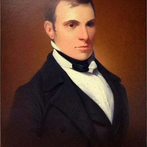 Image similar to An early 1800s oil painting of Jerma985 in the early 1800s, grainy, realistic, very realistic, hyperrealistic, highly detailed, very detailed, extremely detailed, very neat, very epic, very cool, detailed, trending on artstation