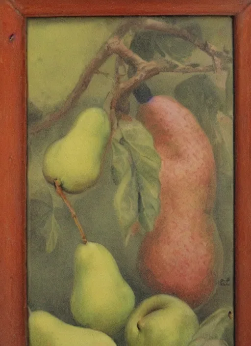 Image similar to vintage beautiful painting of the thief of pears