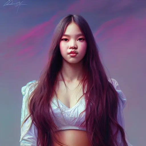 Image similar to portrait of jossi of blackpink, highly detailed, digital painting, smooth, sharp focus, illustration, ultra realistic, 8 k, strong and powerful confident art by artgerm and greg rutkowski and alphonse mucha