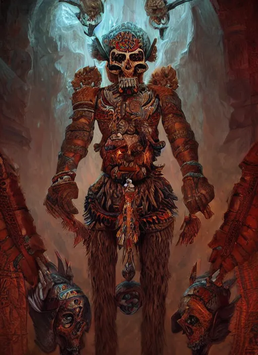 Image similar to digital _ painting _ of _ ah puch mayan god of death _ by _ filipe _ pagliuso _ and _ justin _ gerard _ symmetric _ fantasy _ highly _ detailed _ realistic _ intricate _ port