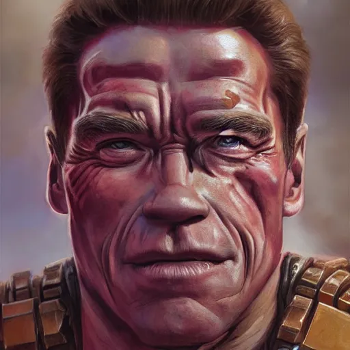 Image similar to Arnold Schwarzenegger as the Doomguy, closeup character art by Donato Giancola, Craig Mullins, digital art, trending on artstation