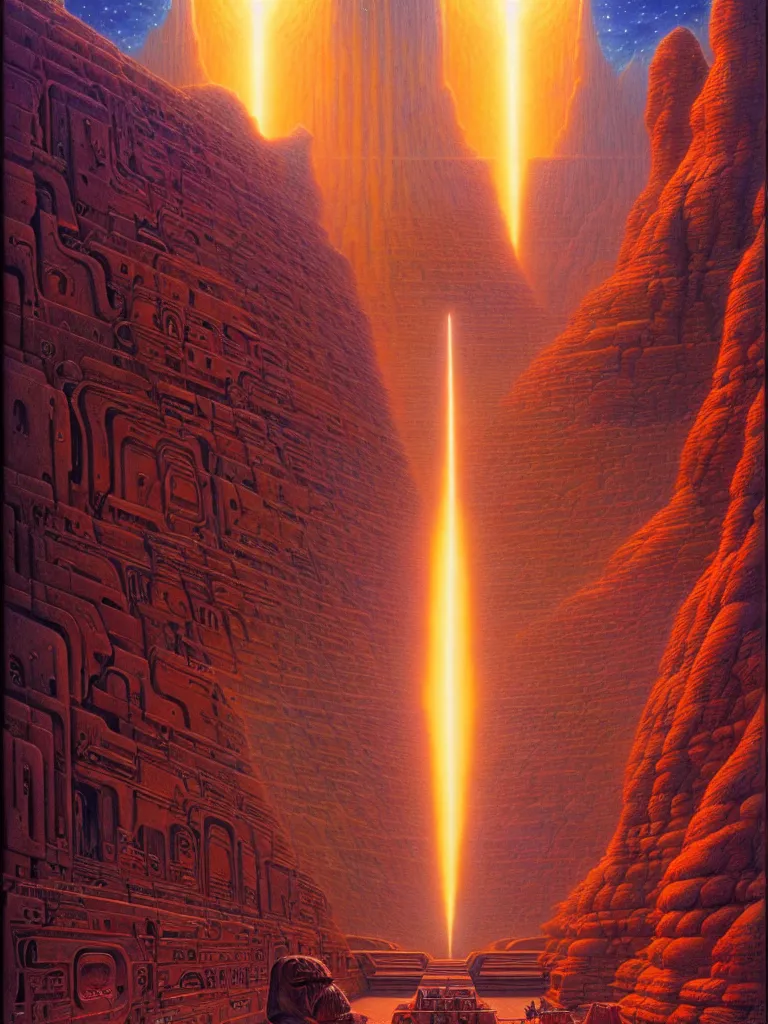 Prompt: sphinx gate never ending story, tim hildebrandt, bruce pennington, wayne barlowe, donato giancola, trending on artstation, cinematic composition, beautiful lighting, hyper detailed, 8 k, oil on canvas