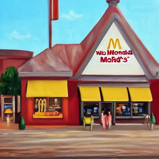 Image similar to oil painting of 1 5 th century mcdonalds restaurant