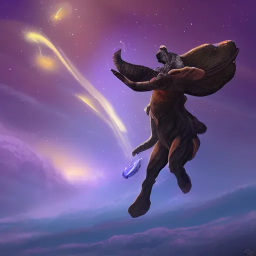 Image similar to a majestic space moose, soaring through space, digital art, trending on artstation