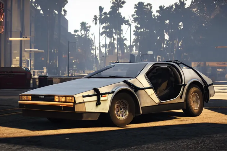 Image similar to 1 9 2 2 delorean by grand theft auto v, by red dead redemption 2, by cyberpunk 2 0 7 7