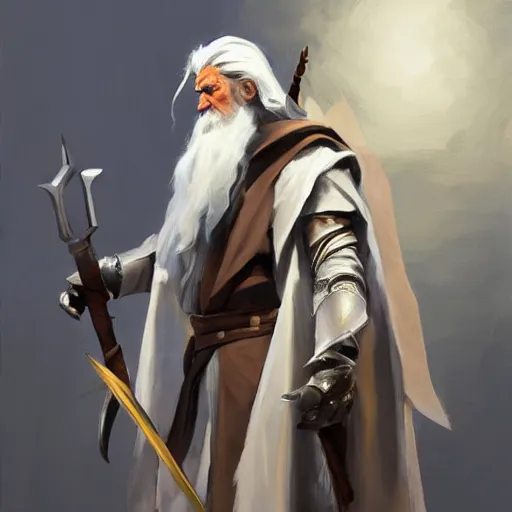 Image similar to greg manchess portrait painting of partially armored gandalf as overwatch character, medium shot, asymmetrical, profile picture, organic painting, sunny day, matte painting, bold shapes, hard edges, street art, trending on artstation, by huang guangjian and gil elvgren and sachin teng