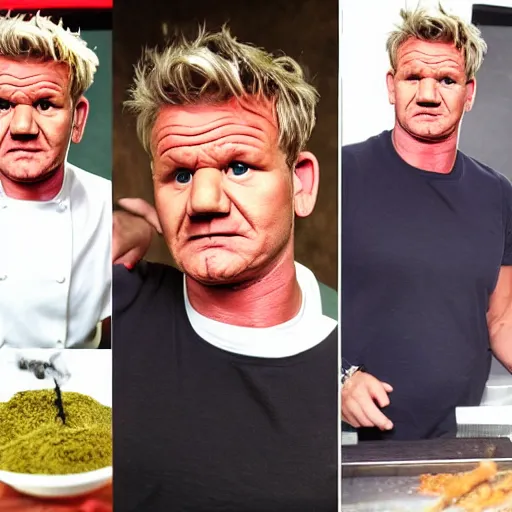 Image similar to gordon ramsay smoking weed and getting stoned, weed, gordon ramsay smoking a blunt, gordon ramsay looking cool, realistic, hyper-realistic