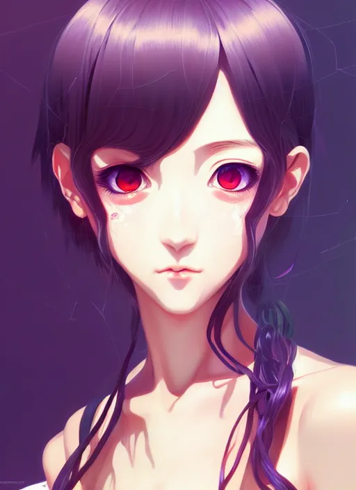 Image similar to portrait of beautiful young anime girl, cute-fine-face, pretty face, realistic shaded Perfect face, fine details. Anime, cyberpunk, highly detailed, artstation, illustration, art by Ilya Kuvshinov and Gustav Klimt and final fantasy