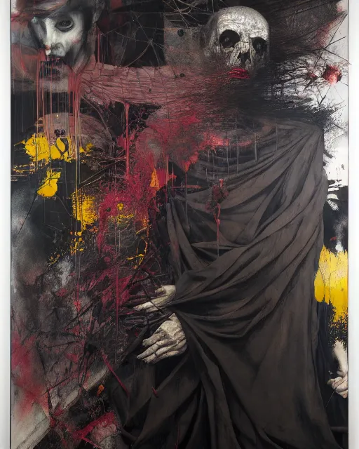 Prompt: the embodiment of dark surrealism, a brutalist designed, gothic, rich deep colours, charcoal, painted by francis bacon, adrian ghenie, james jean and petra cortright, part by gerhard richter, part by takato yamamoto. 8 k masterpiece.