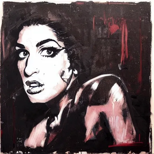 Image similar to portrait of amy winehouse, artwork by guy denning,