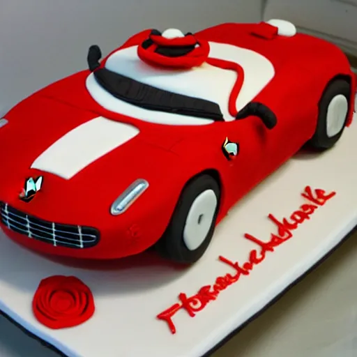 Prompt: ferrari made of cake