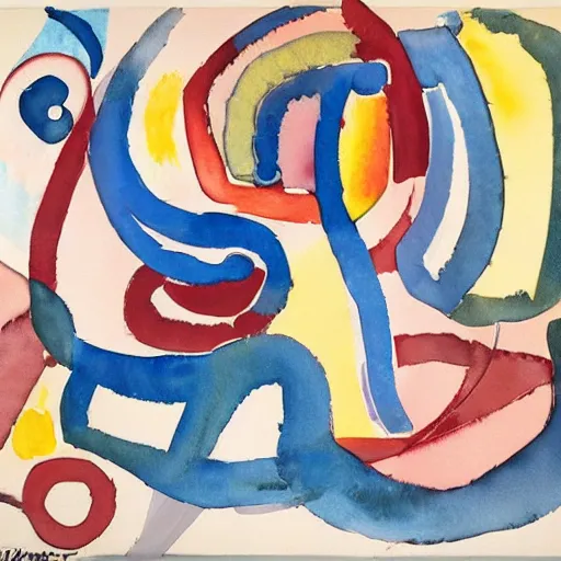 Prompt: curvilinear abstract art by Matisse, abstract watercolor by Matisse