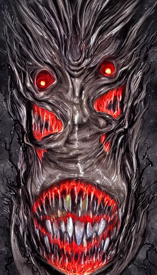 Prompt: a storm vortex made of many demonic eyes and teeth, by sam spratt