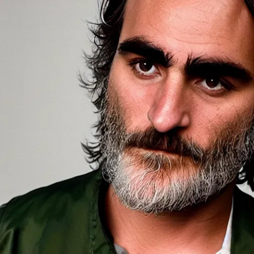 Prompt: joaquin phoenix face full of quinoa