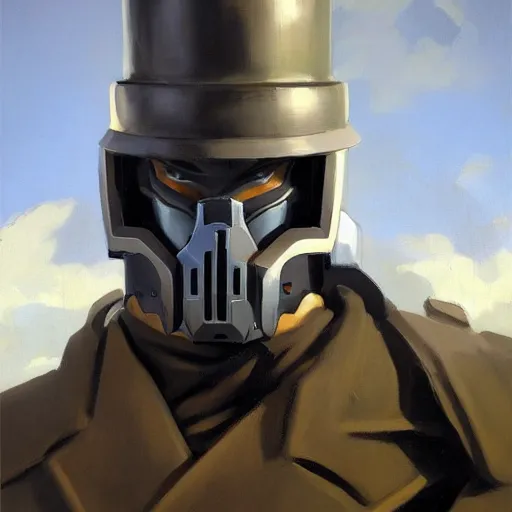 Image similar to greg manchess portrait painting of armored magritte as overwatch character, medium shot, asymmetrical, profile picture, organic painting, sunny day, matte painting, bold shapes, hard edges, street art, trending on artstation, by huang guangjian, gil elvgren, ruan jia, randy vargas, greg rutkowski