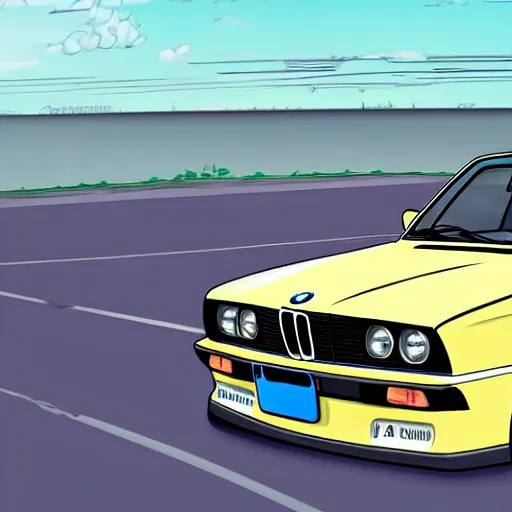 Prompt: bmw e 3 0, anime style