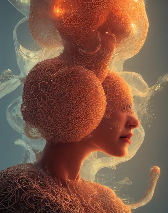 Image similar to goddess portrait. jellyfish phoenix head. intricate artwork by Tooth Wu and wlop and beeple. octane render, trending on artstation, greg rutkowski very coherent symmetrical artwork. cinematic, hyper realism, high detail, octane render, 8k