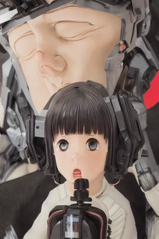 Image similar to Kodak portra 160, 8K, highly detailed, seinen manga 3/4 closeup portrait, eye contact, focus on anti-g flight suit, tilt shift background: famous french artist in moebius anime remake, aircraft carrier scene