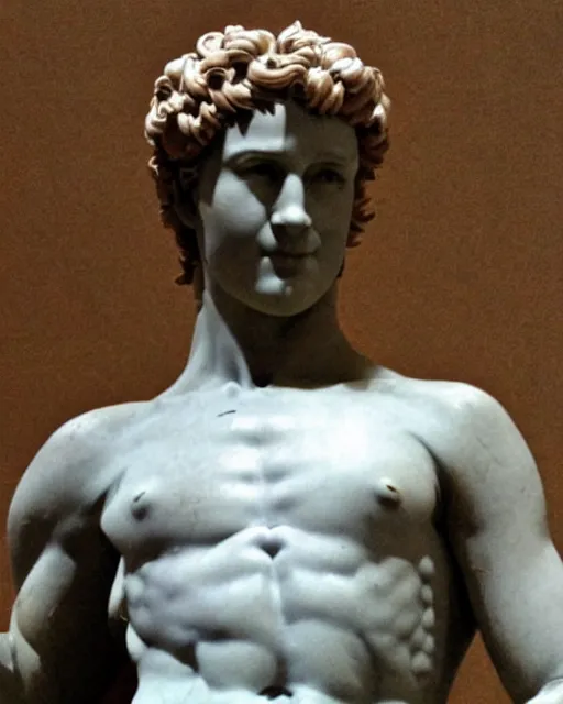 Image similar to the david by michelangelo made of chocolate cake