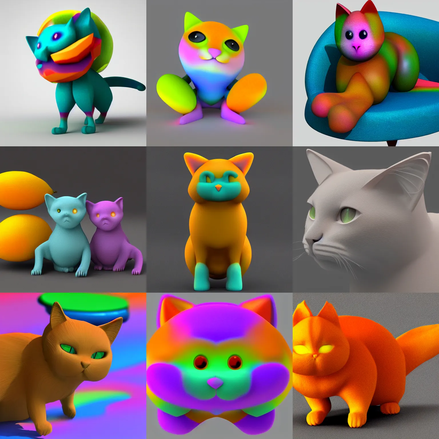 Prompt: 3D render of mango cat,. colorful