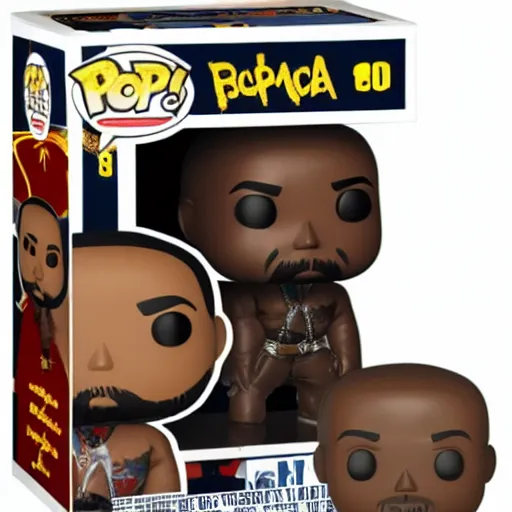 Prompt: 2pac funko pop, promotional image, inside a collector's edition box