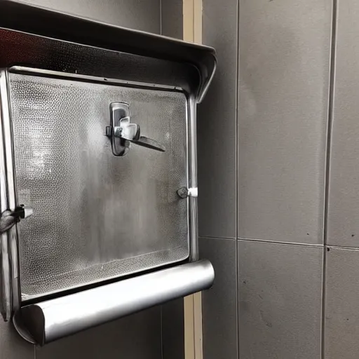 Image similar to commercial washroom hand dryer, metal vent, 🥓🥓🥓 dropping out