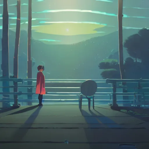 Image similar to but i know some day i'll make it out of here, even if it takes all night or a hundred years, cory loftis, james gilleard, atey ghailan, makoto shinkai, goro fujita, studio ghibli, rim light, exquisite lighting, clear focus, very coherent, plain background