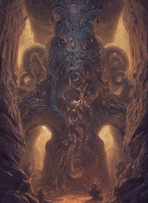 Image similar to digital _ painting _ of _ lovecraftian gods _ by _ filipe _ pagliuso _ and _ justin _ gerard _ symmetric _ fantasy _ highly _ detailed _ realistic _ intricate _ port