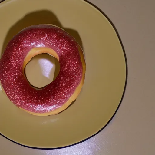 Prompt: photo of a donut shaped like homer simpson