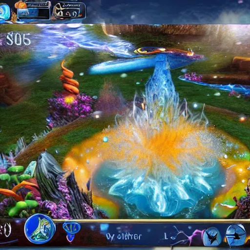 Image similar to the ultradetailed wideshot of magical water spell effects